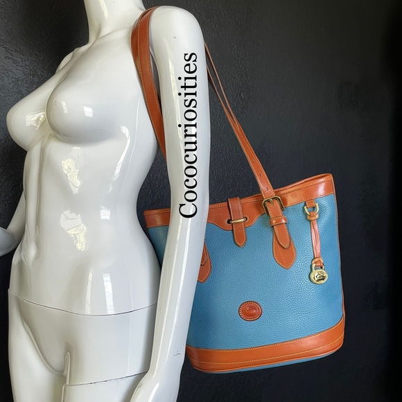 Dooney and Bourke AWL Mediterranean Blue Leather Tote Bucket Bag Purse R… - Picture 3 of 17